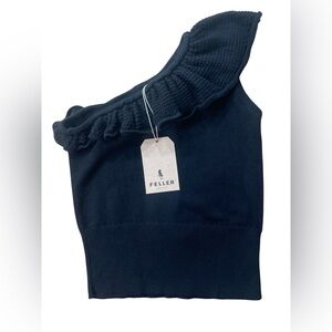 Feller NWT Odette One Shoulder Ruffle Sweater Sleeveless Sweater Top